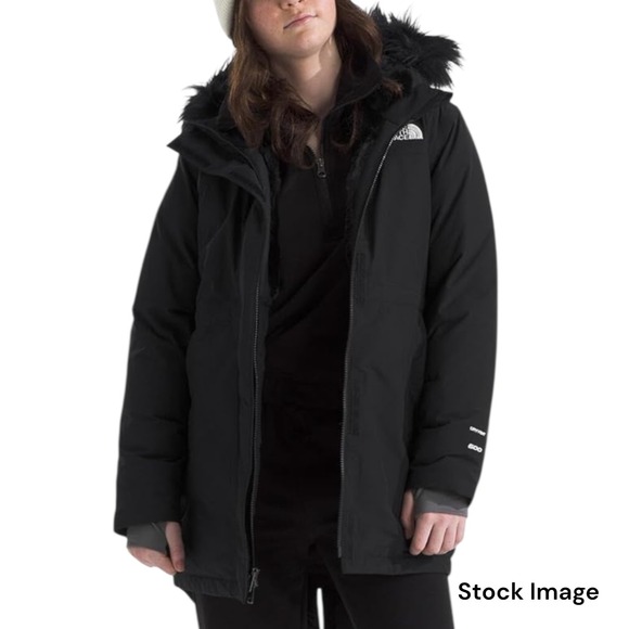 The North Face Other - The North Face Girls Small 7/8 Arctic Parka Black Faux Fur Hood Winter Coat NWT